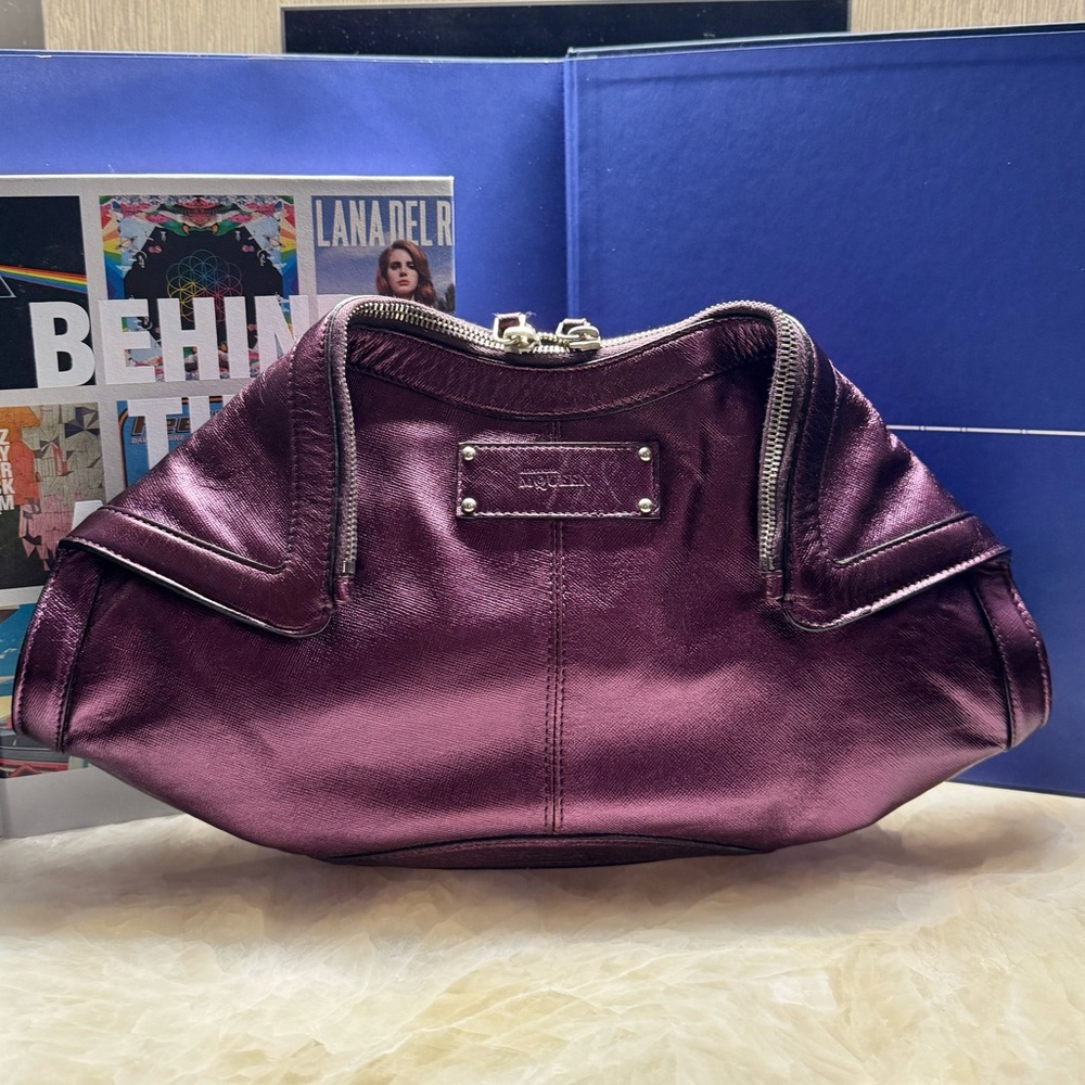 Alexander McQueen Metallic Purple De Manta Clutch